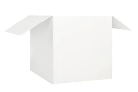 White open lid box isolated on white background Stock Photos