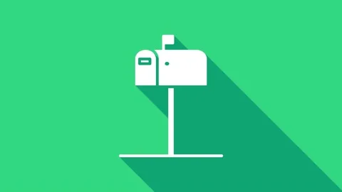 White Open mail box icon isolated on green background. Mailbox icon. Mail Stock Footage 146948966