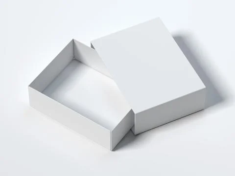 White opened box. 3d rendering Stock Photos