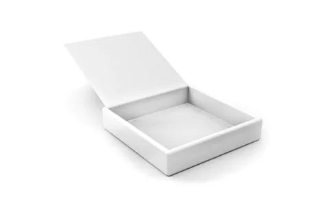 White opened cardboard box isolated on white background Stock Illustration