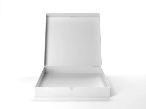 White opened cardboard package. 3d rendering Illustrazione stock