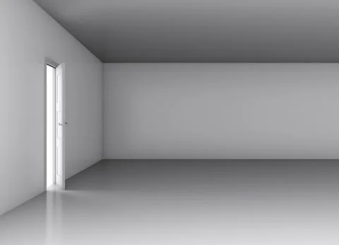 White opened door in empty room Stock Illustration
