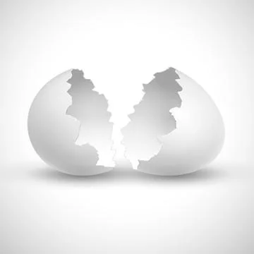 White opened easter with shell broken isolated vector illustration Stock Illustration