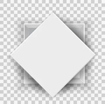 White opened empty box with cover top and front view 3D cube isolated on Stock Illustration