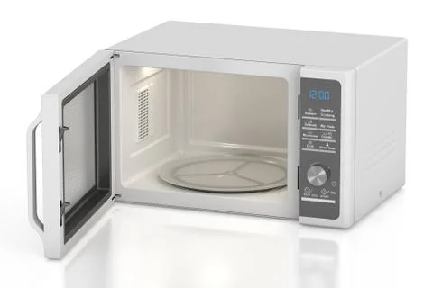 White opened microwave oven, 3D rendering Stock-Illustration