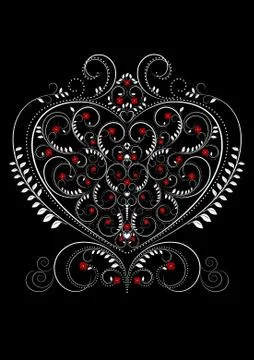 White openwork pattern in the form of heart Stock Illustration