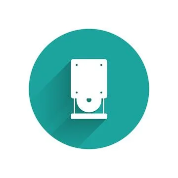 White Optical disc drive icon isolated with long shadow background. CD DVD .. Stock Illustration