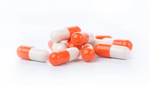 White orange capsules Stock Photos