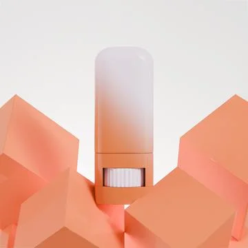 White orange gradient lip care stick with a thumbwheel dial mockup イラスト素材
