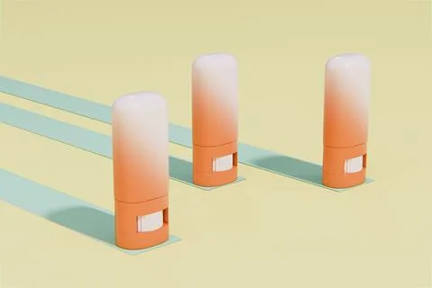 White orange gradient lip care stick with a thumbwheel dial mockup Stock Illustration