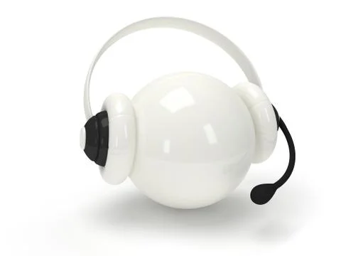White orb with headset isolated over white Stock Illustration