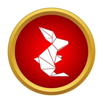White origami rabbit icon symbolizing japanese art Stock Illustration