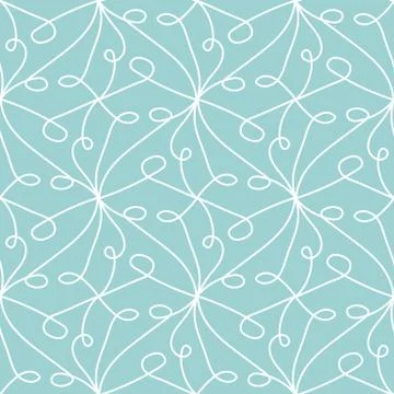 White ornament seamless vector pattern on blue Stock Illustration