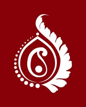 White ornamental design on deep red background Stock Illustration
