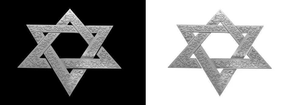 White ornamental pattern star of david isolated Stock Illustration