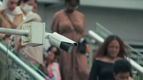 White Outdoor CCTV Surveillance Camera System Monitoring Public Pedestrian Video stock 318200046