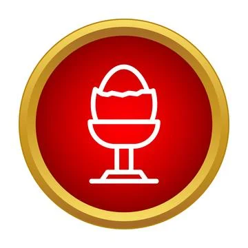 White outline boiled egg on red background Stock Illustration