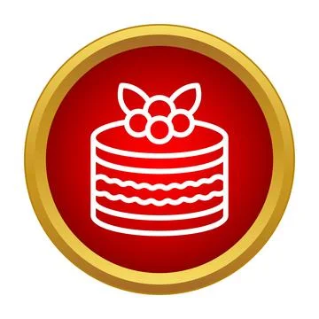 White outline cake icon in red circle Illustrazione stock