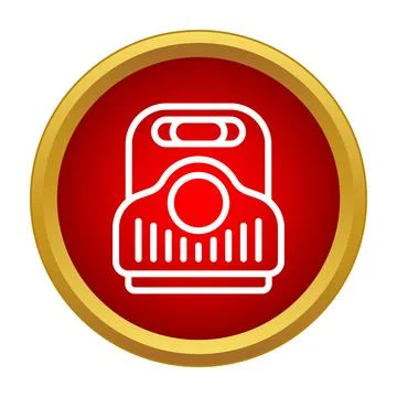 White outline camera icon in red circle Stock Illustration