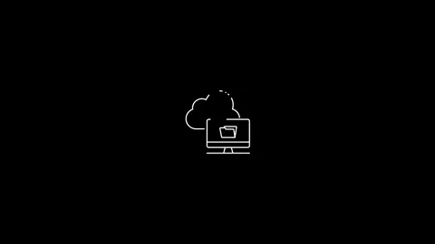 White outline Cloud computing data security 4K animation outline icon on Bl.. Stock Footage 296864205