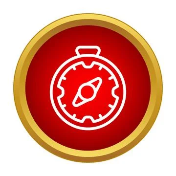 White outline compass icon navigating a red and gold button 스톡 일러스트