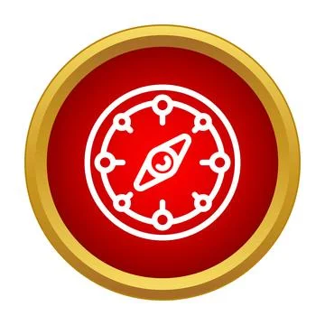 White outline compass icon navigating a red circle Illustrazione stock