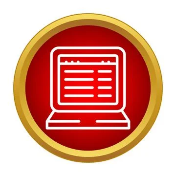 White outline computer icon displaying browser window Stock Illustration