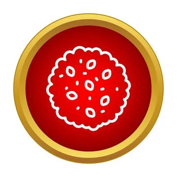 White outline cookie icon on a red background Stock Illustration