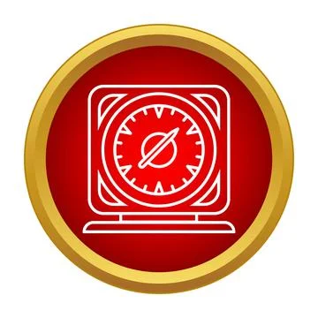 White outline cooking timer icon on red background 스톡 일러스트