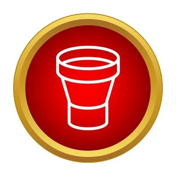 White outline cup icon on red button 스톡 일러스트