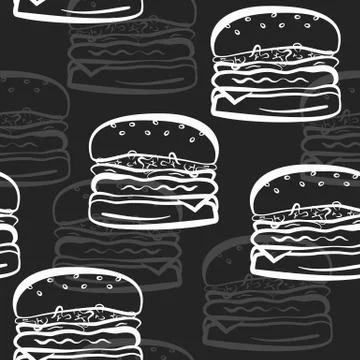 White outline hamburgers with shadow pattern Illustrazione stock