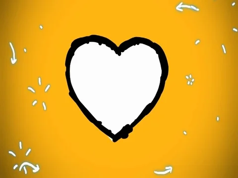 White outline heart - hand-drawn - animation - SD Stock Footage