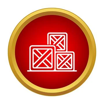 White outline icons of cargo boxes on a red background Stock Illustration