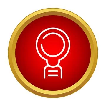 White outline light bulb icon on a red and gold circle background Stock Illustration