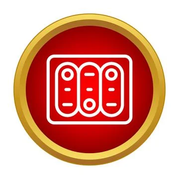 White outline multiple toggle switch icon on red background Illustrazione stock