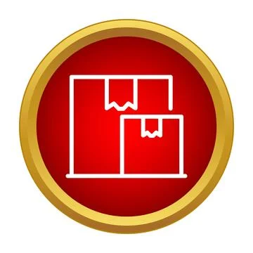White outline packages icon on a red background Stockillustratie