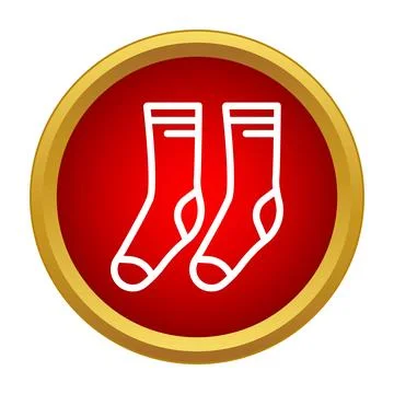 White outline pair of socks icon in red circle Ilustração Stock