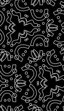 White Outline Pattern Over Black Stock Illustration