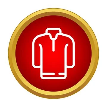 White outline pullover icon on red circle Stock Illustration