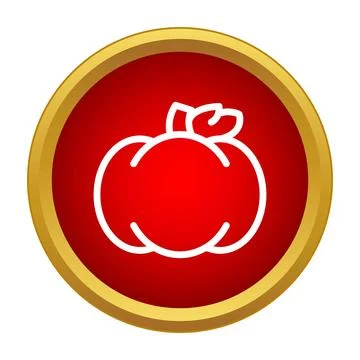 White outline pumpkin icon button red gold Illustrazione stock