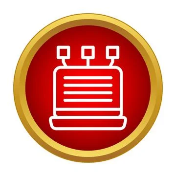 White outline server rack processing data icon Stock Illustration