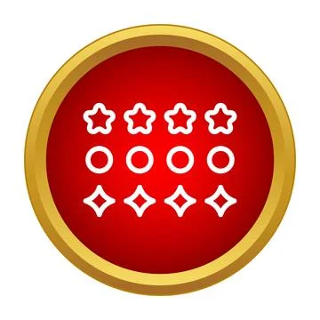 White outline shapes inside a red circle icon Stock Illustration