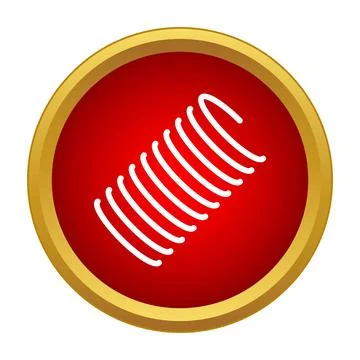 White outline spring coil icon in red circle Stock Illustration