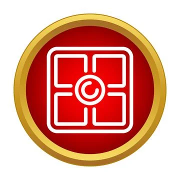 White outline square icon with red circle background Illustrazione stock