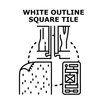 White outline square tile vector concept illustration Stock Illustration