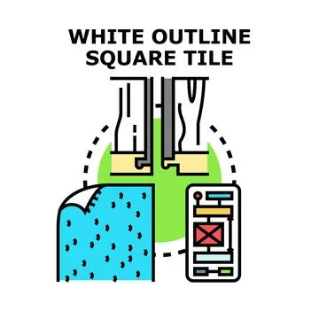 White outline square tile vector concept illustration Stock Illustration