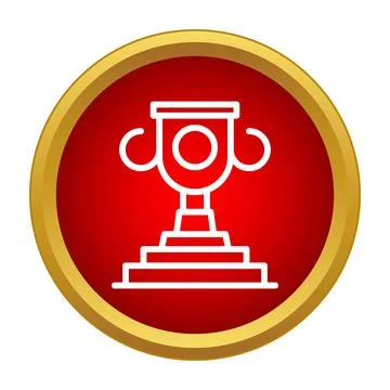White outline trophy cup on red background Stock Illustration