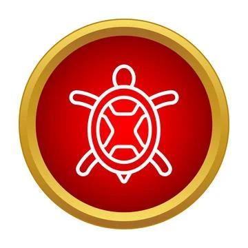 White outline turtle icon on red button Illustrazione stock