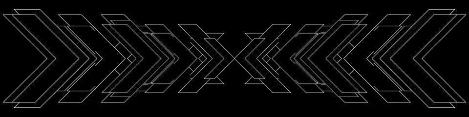 White outline vector arrows on black background Stock Illustration