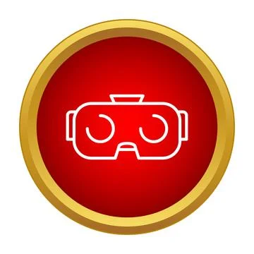 White outline virtual reality headset icon on a red and gold circle Illustrazione stock